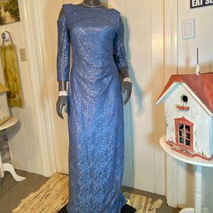 MARINA Periwinkle Blue "Cold Shoulder" Long Dress, Size 6 NWT